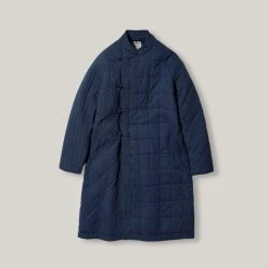 SNOW PEAK PATCHWORK QUILTED NORAGI COAT - NAVY