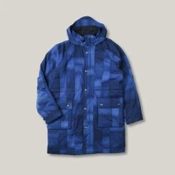 BLUE BLUE JAPAN COTTON SPLASHED PATTERN PURE INDIGO PRINT PADDED COAT