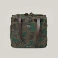FILSON WAXED RUGGED TWILL TOTE BAG WITH ZIPPER - DARK WAX SHRUB CAMO