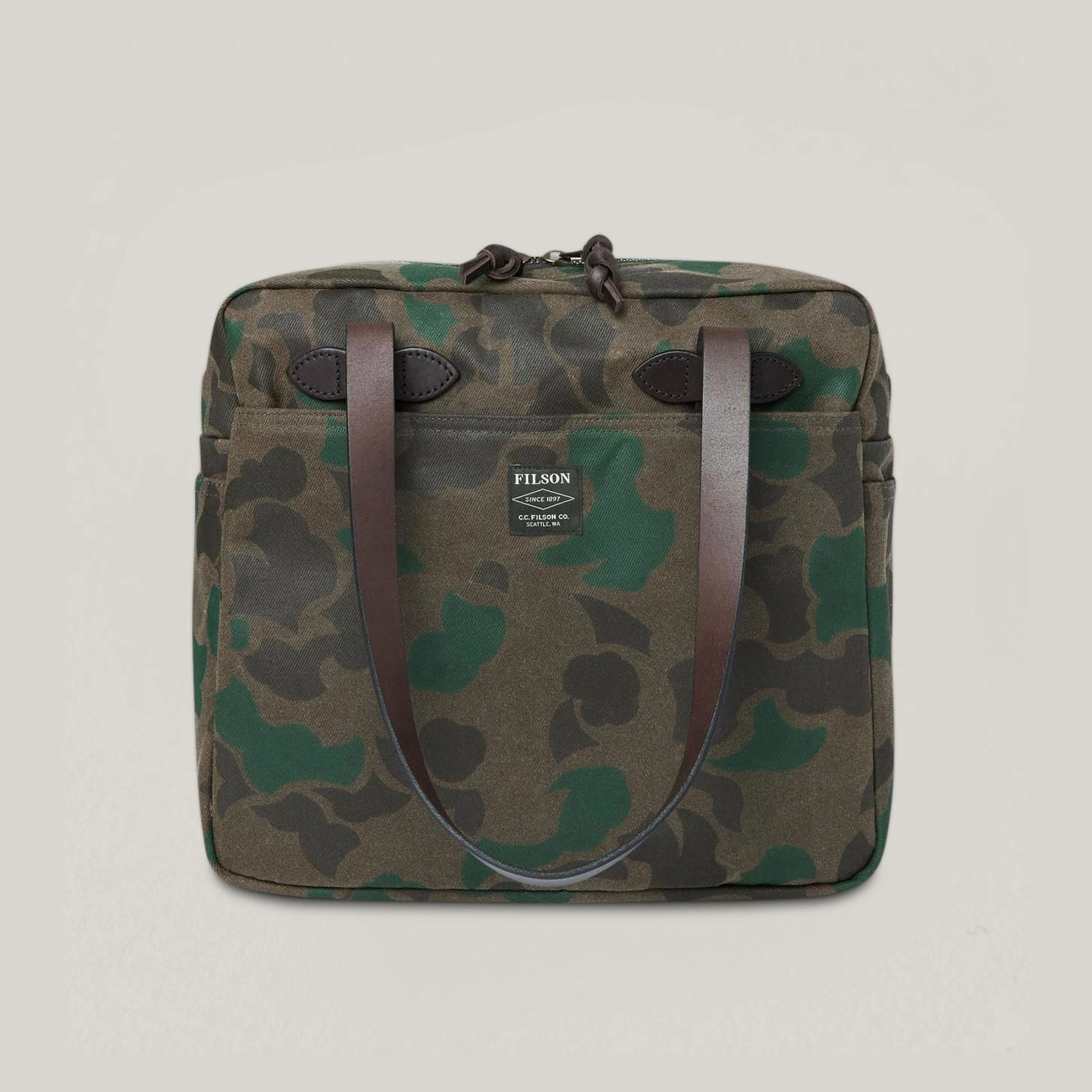 FILSON WAXED RUGGED TWILL TOTE BAG WITH ZIPPER - DARK WAX SHRUB CAMO 3 FILSON WAXED RUGGED TWILL TOTE BAG WITH ZIPPER - DARK WAX SHRUB CAMO