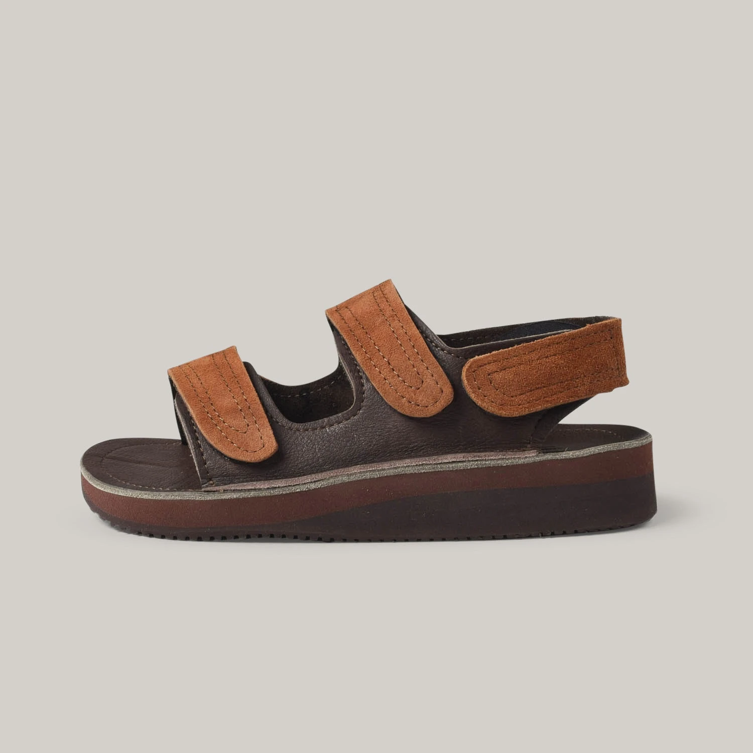 MONITALY LEATHER 3 STRAP SANDAL - TOBACCO X CHOCOLATE 5 MONITALY LEATHER 3 STRAP SANDAL - TOBACCO X CHOCOLATE - Image 3