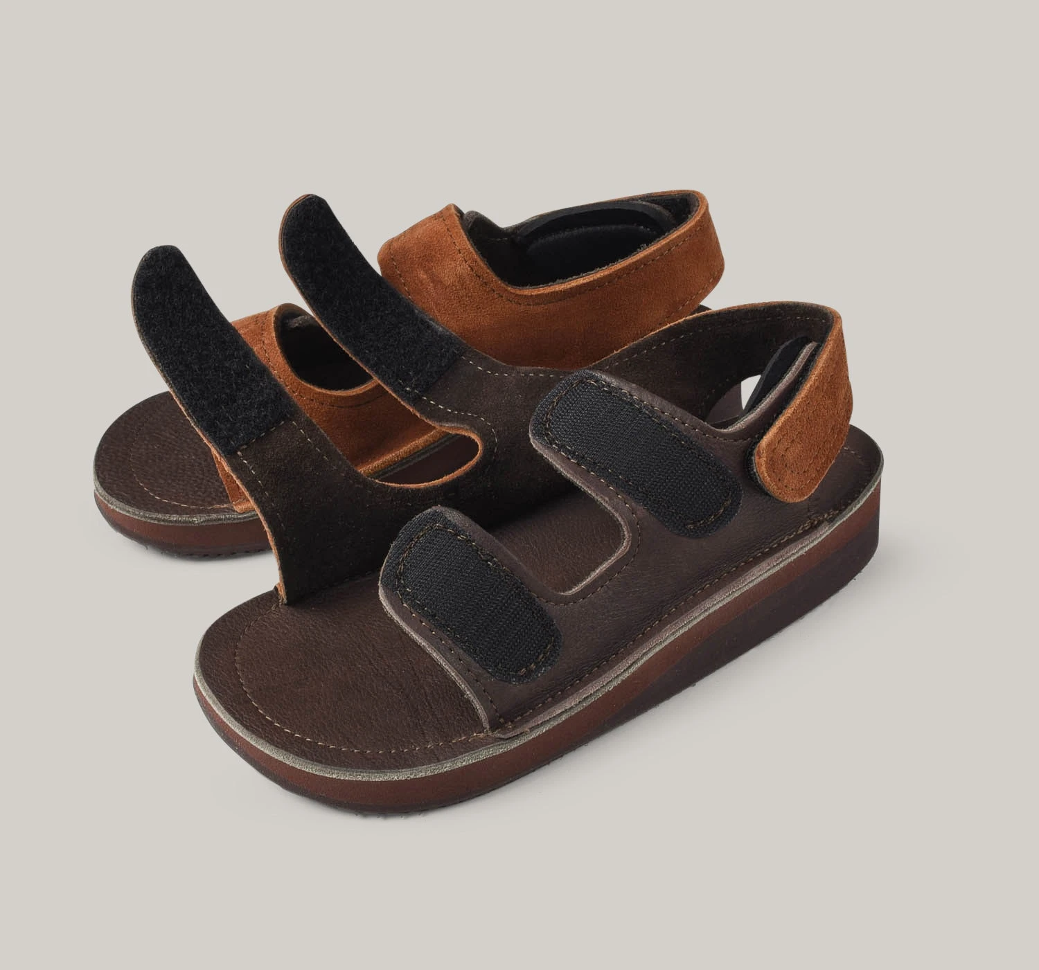 MONITALY LEATHER 3 STRAP SANDAL - TOBACCO X CHOCOLATE 7 MONITALY LEATHER 3 STRAP SANDAL - TOBACCO X CHOCOLATE - Image 5