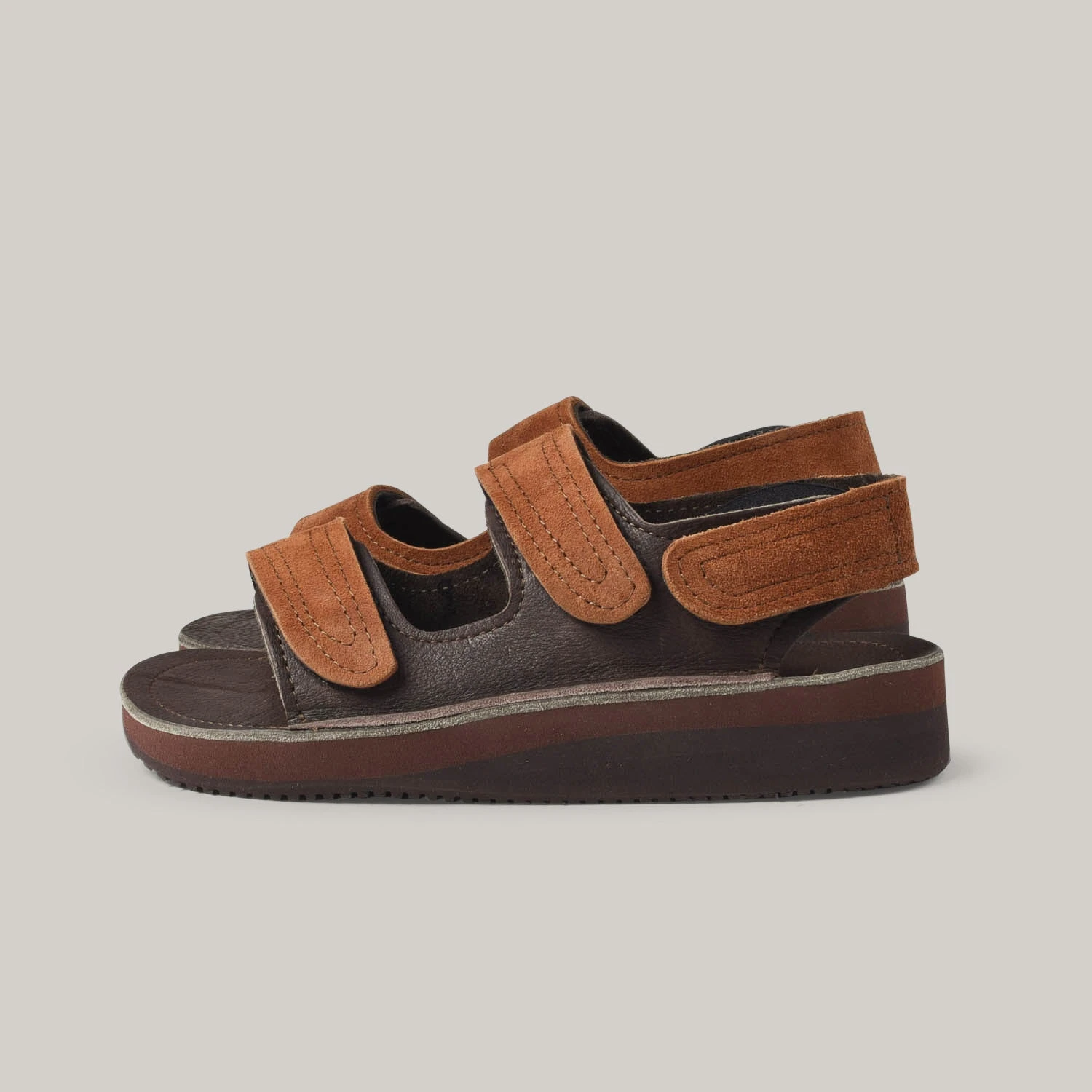 MONITALY LEATHER 3 STRAP SANDAL - TOBACCO X CHOCOLATE 4 MONITALY LEATHER 3 STRAP SANDAL - TOBACCO X CHOCOLATE - Image 2