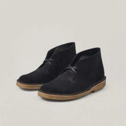 USED CLARKS SUEDE DESERT BOOT - BLACK