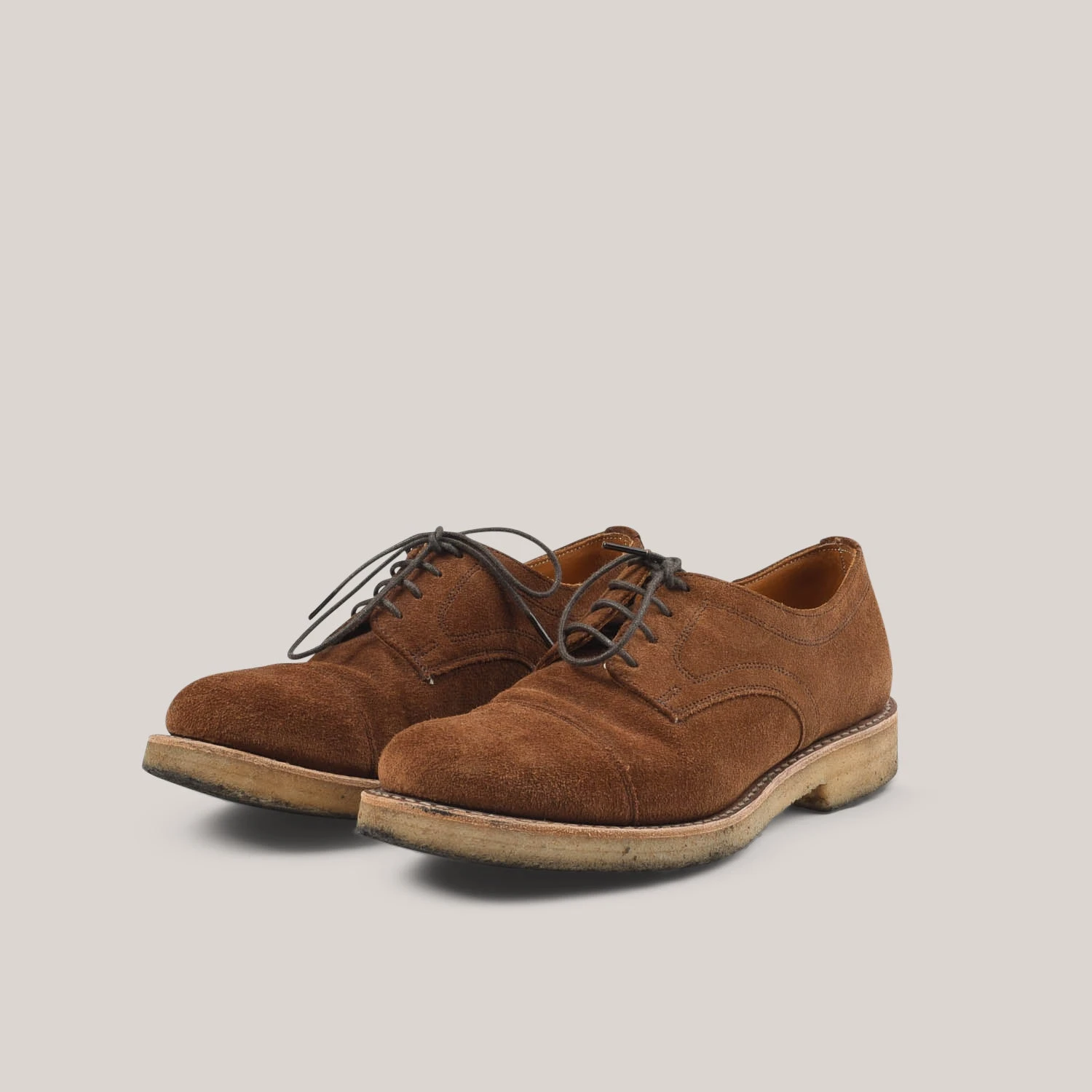 USED JOSPEH CHEANEY & SONS ELEANOR CAPPED DERBY - FOX SUEDE 3 USED JOSPEH CHEANEY & SONS ELEANOR CAPPED DERBY - FOX SUEDE