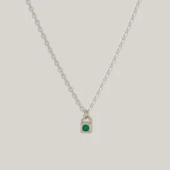 MEREWIF LONER NECKLACE STERLING SILVER - EMERALD